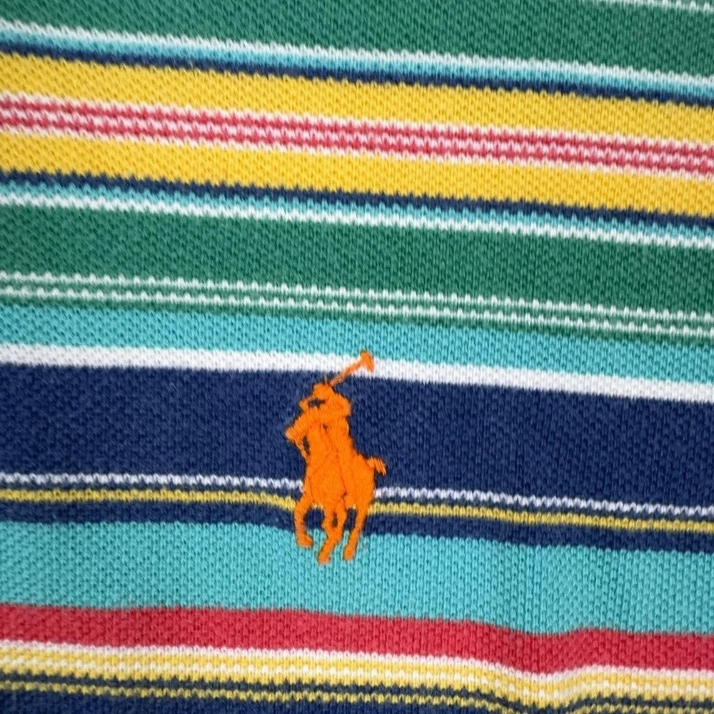 VTG Polo By Ralph Lauren Polo Shirt Mens S Multicolor Striped 100% Cotton Knit